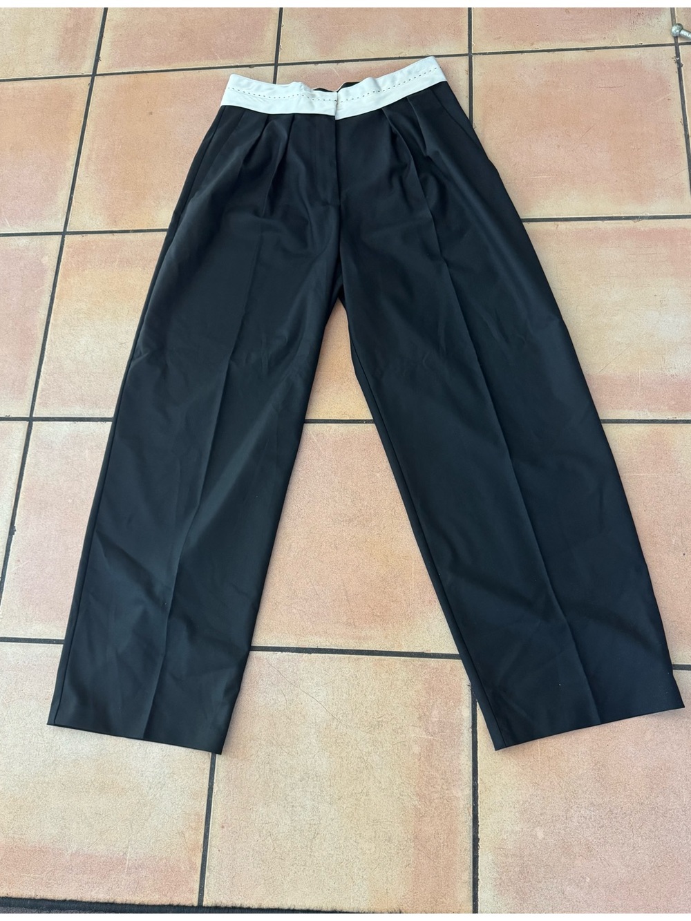 Zara Black Dress Pants with White Contrast Waistband